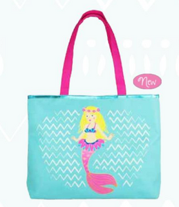 Pink Poppy Mermaid Beach Bag